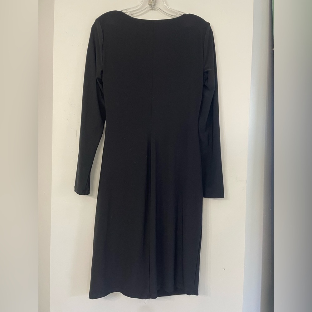 Lauren Ralph Lauren Women’s faux wrap black midi long sleeve dress size 6 - Picture 2 of 8